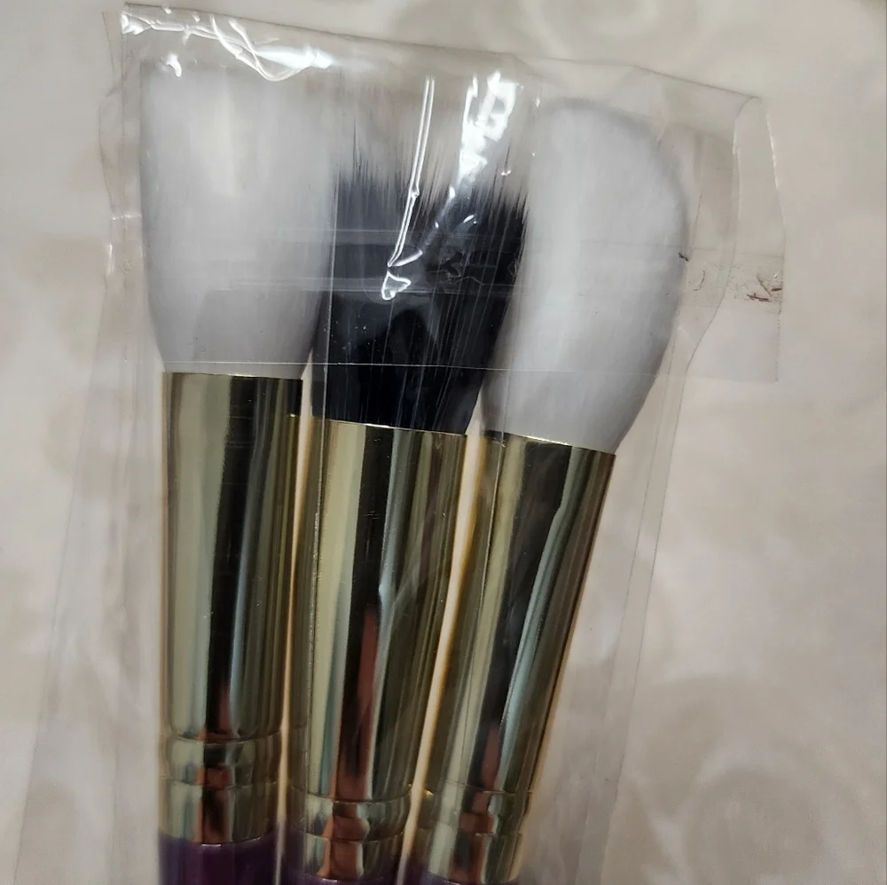 ACE BEAUTÉ 3PC MAKEUP BRUSH SET PURPLE GOLD PROFESSIONAL NEW SEALED